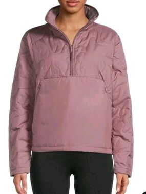 Avia Women's Size Small Mauve Quilted Mock Neck Crop Quarter Zip Jacket